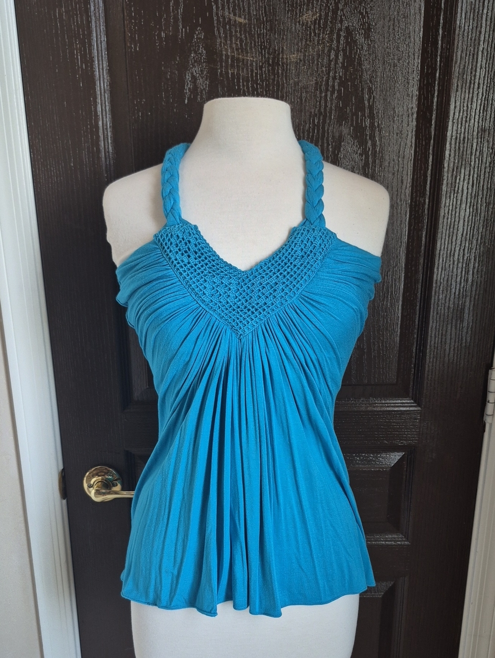 Sky Braided Turquoise Top Nwot